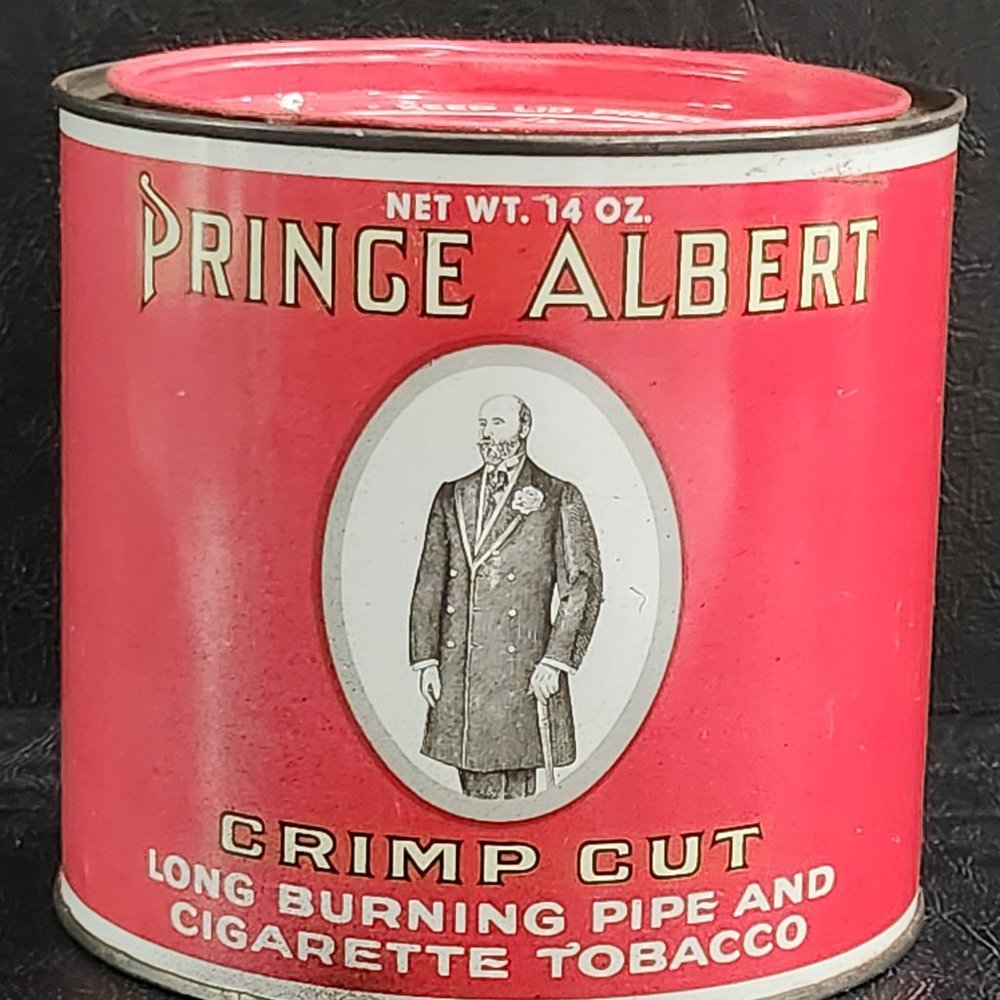 Rare Vintage Red Prince Albert Tobacco Tin 14 Ounce Tobacco Can Round
